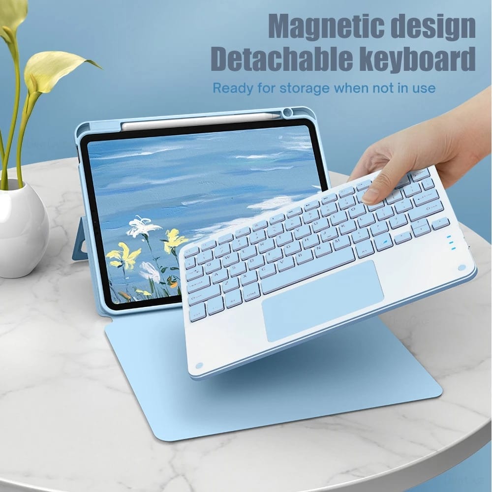 Magnetic Flip Case For iPad With Wireless Keyboard 7
