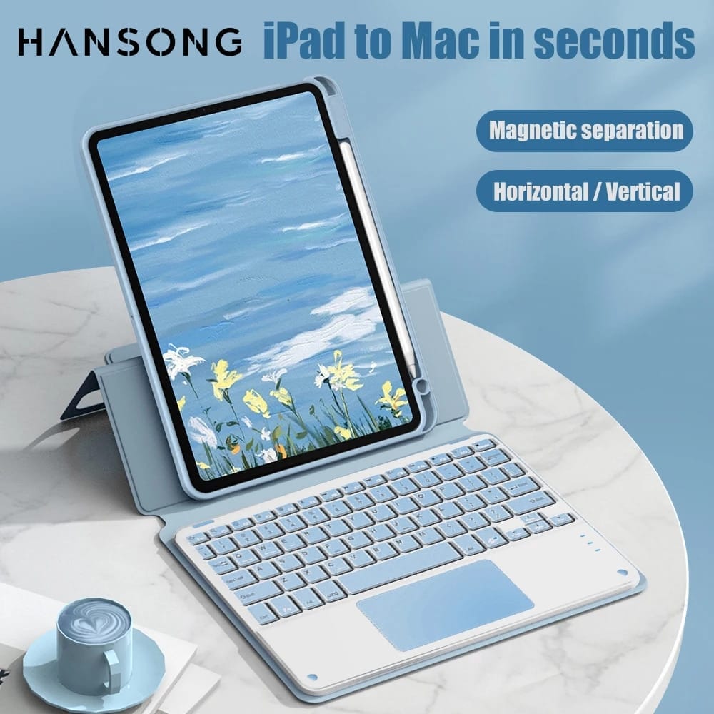 Magnetic Flip Case For iPad With Wireless Keyboard 8