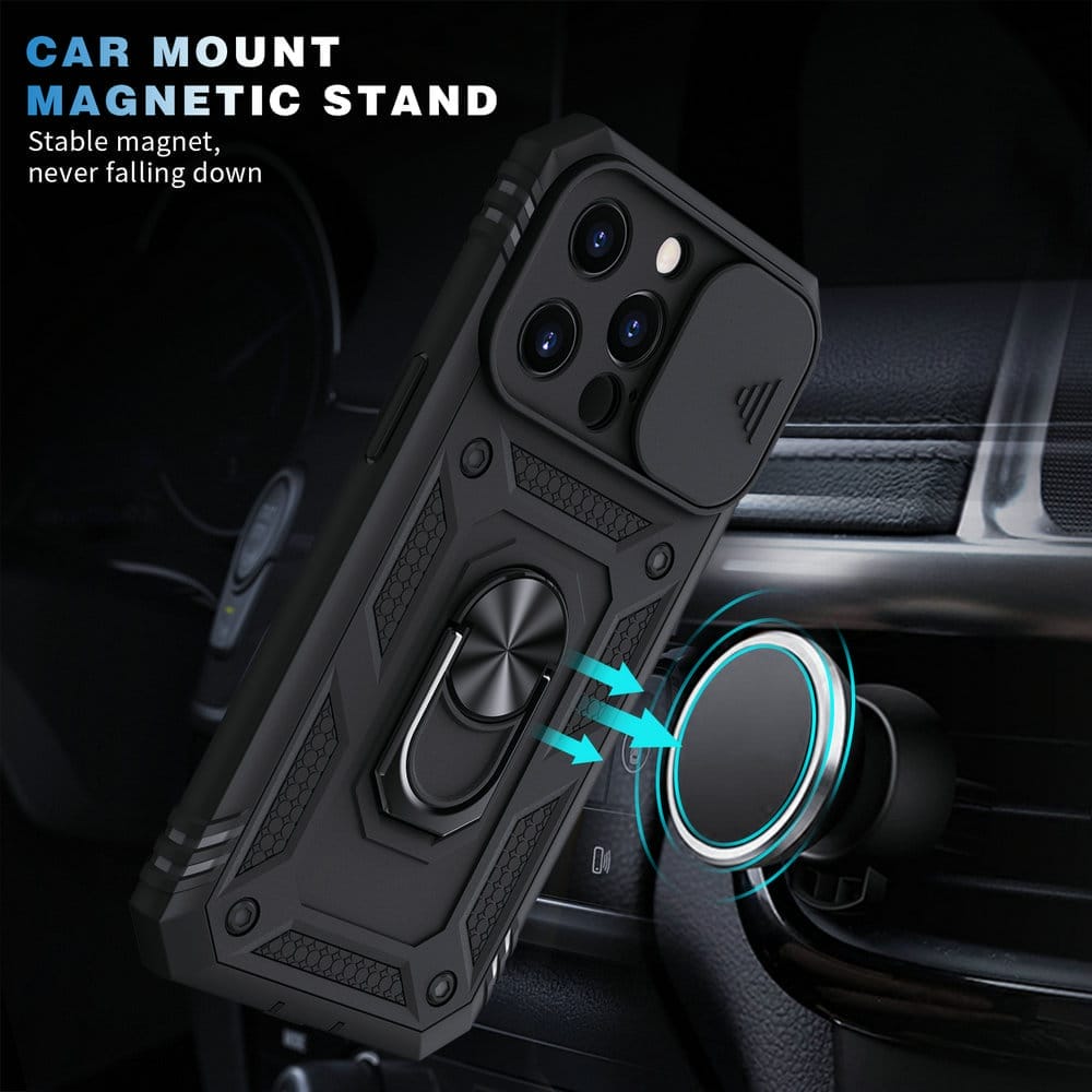 Shockproof Rugged Camera Lens Protection Case With Ring Holder kickstand for iPhone 3