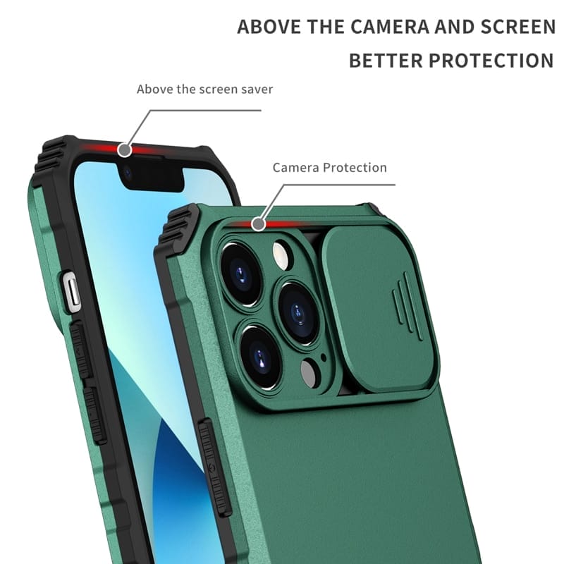 Shockproof Armour Camera lens Protection Kick Stand Phone Case For iPhone 2