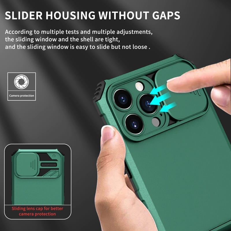 Shockproof Armour Camera lens Protection Kick Stand Phone Case For iPhone 1
