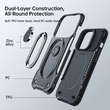 Armour iPhone 14 Series Heavy Duty Protective Case with Magnetic Ring Holder Stand 7