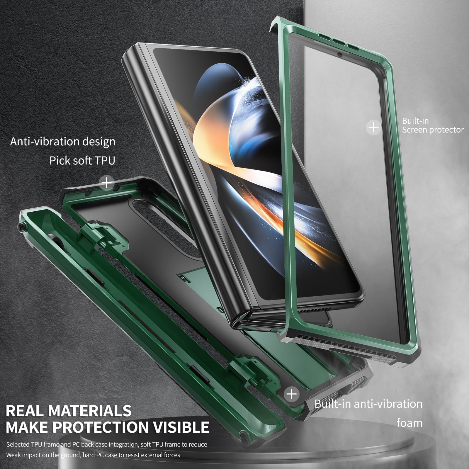 Armour Samsung Galaxy Z Fold 4 Shockproof Case With Hinge Protection S Pen Slot and Kickstand 3