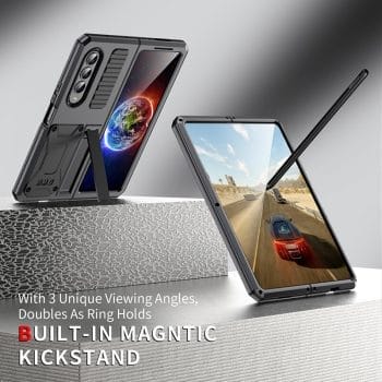 Samsung Galaxy Z Fold 4 Metal Shockproof Dustproof Case with Kickstand 6