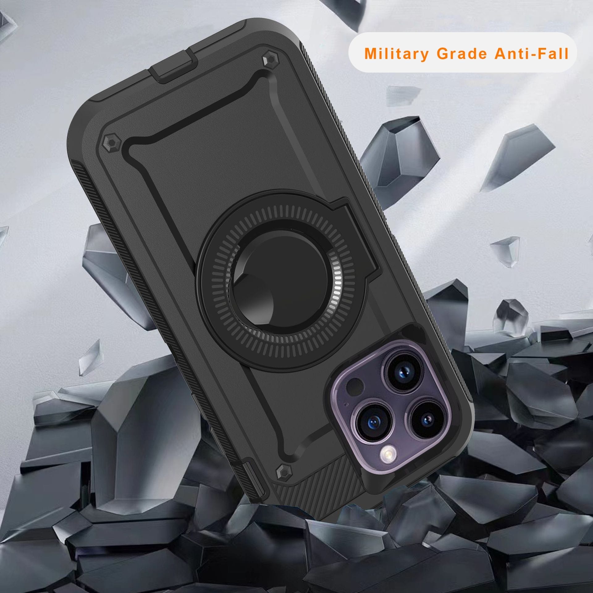 ShockProof Rugged iPhone Case with Magnetic Magsafe Ring Kickstand 3