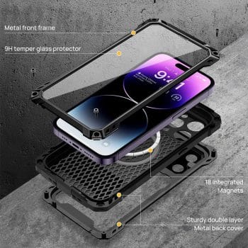 iPhone Metal Rugged MagSafe Case With Screen Protector Camera Protection Kickstand 1 iPhone Metal Rugged MagSafe Case With Screen Protector Camera Protection Kickstand 6