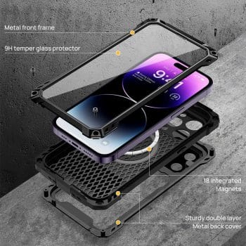 iPhone Metal Rugged MagSafe Case With Screen Protector Camera Protection Kickstand 6