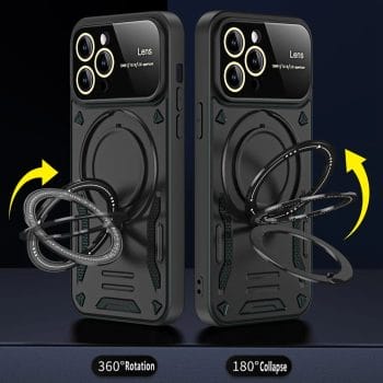 Luxury Magnetic Magsafe iPhone Case With Kickstand and Camera Lens Protection 8