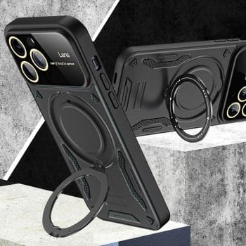 Luxury Magnetic Magsafe iPhone Case With Kickstand and Camera Lens Protection 9