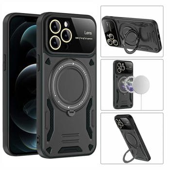 Luxury Magnetic Magsafe iPhone Case With Kickstand and Camera Lens Protection 10