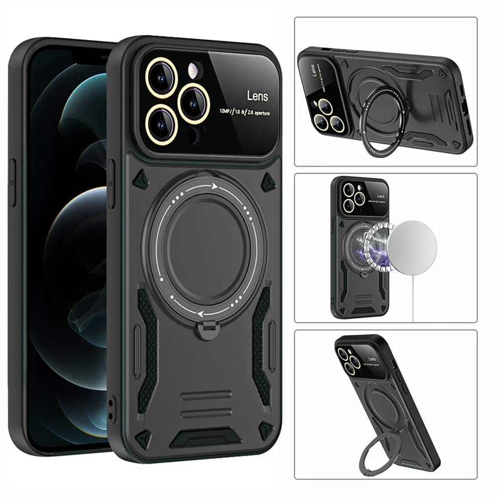 Luxury Magnetic Magsafe iPhone Case With Kickstand and Camera Lens Protection 5