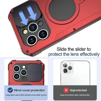 Heavy Duty Metal Armour Case For iPhone With Screen Protector Kickstand and Camera Protection 10