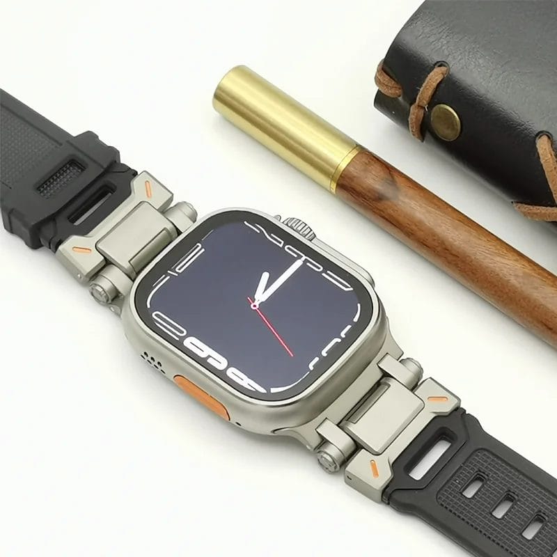Tough Hybrid Metal Soft Rubber Apple Watch Band 5