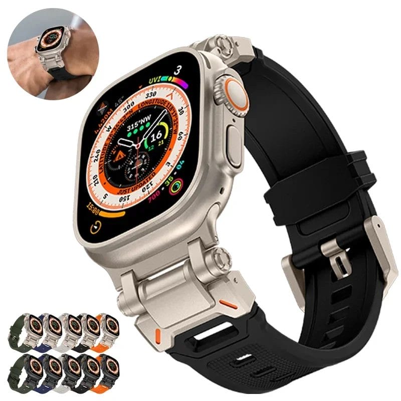 Tough Hybrid Metal Soft Rubber Apple Watch Band 1