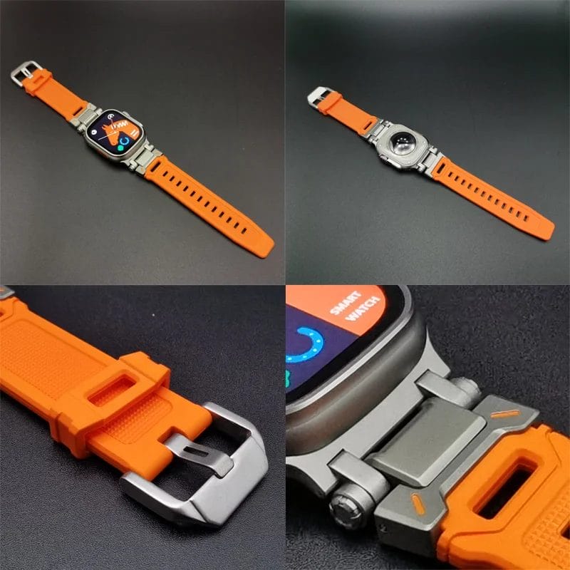 Tough Hybrid Metal Soft Rubber Apple Watch Band 7