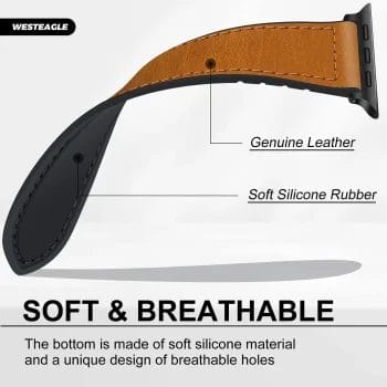 Luxury Genuine Leather Apple Watch Band with Magnetic Clasp 9