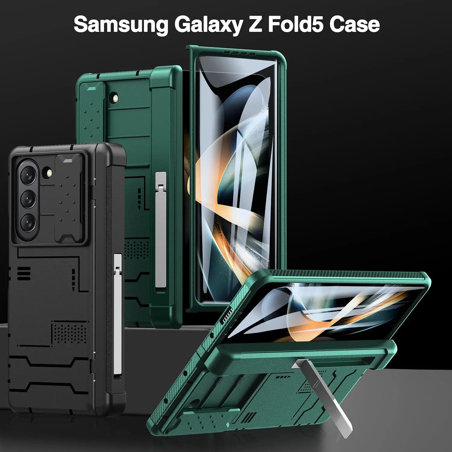 Heavy Duty Samsung Galaxy Z Fold 5 Case With Camera Lens Cover S Pen Holder & Hinge Protection 2