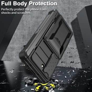 Heavy Duty Z Fold 5 Case With Card Holder Camera Hinge & Screen Protection Kickstand 7