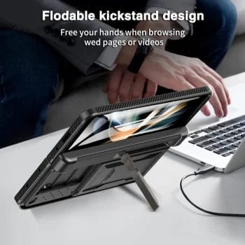 Heavy Duty Z Fold 5 Case With Card Holder Camera Hinge & Screen Protection Kickstand 11