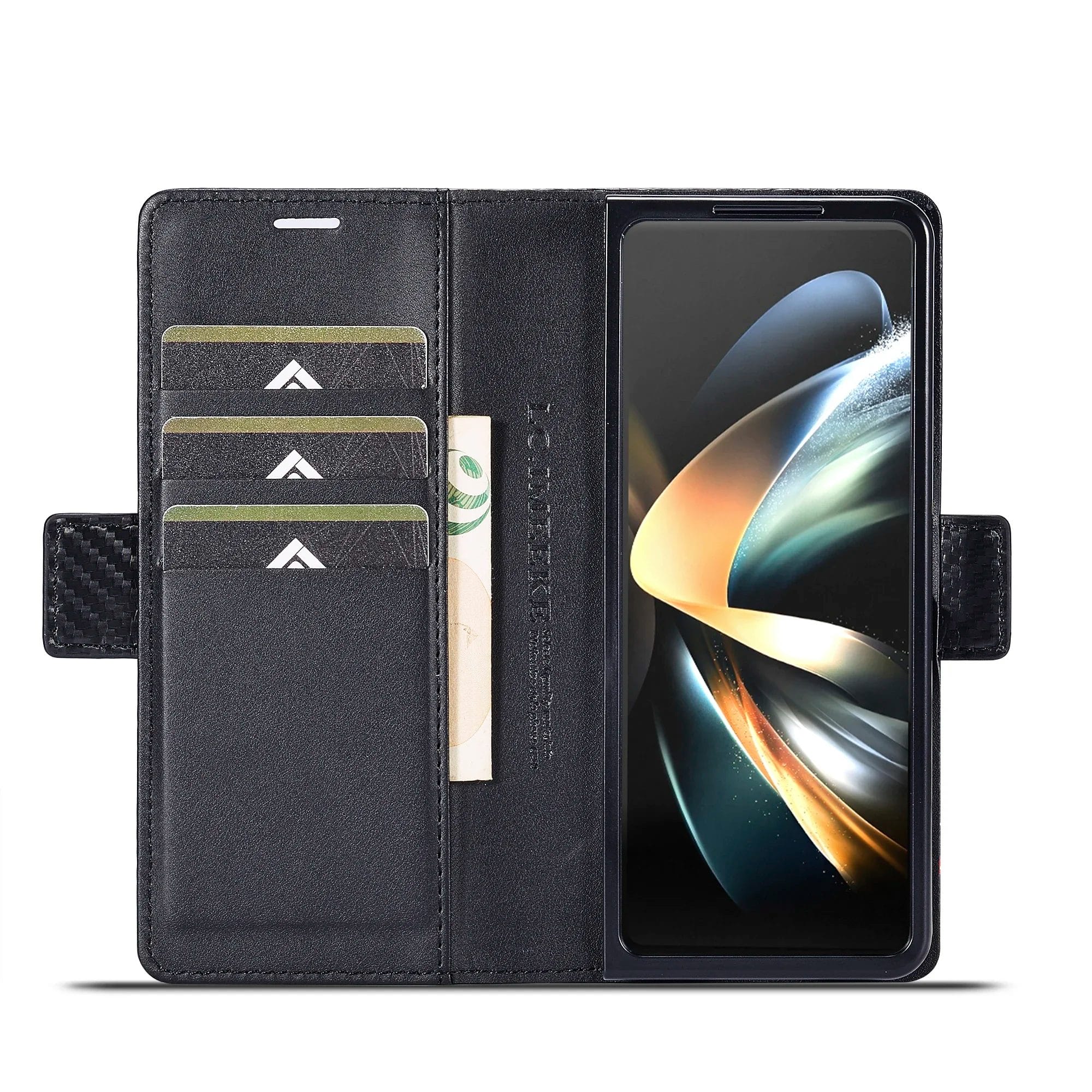 Luxury Carbon Fiber Leather Wallet Case For Samsung Galaxy Z Fold 3