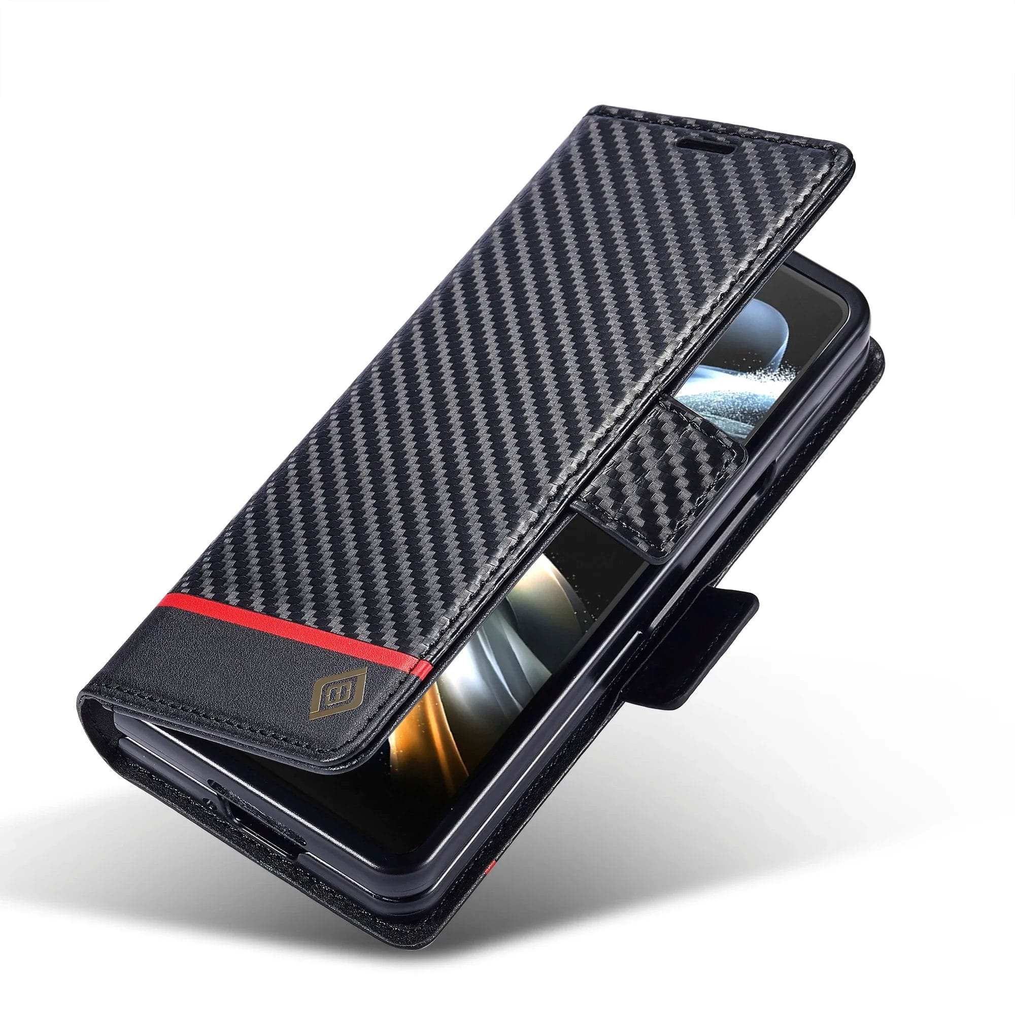 Luxury Carbon Fiber Leather Wallet Case For Samsung Galaxy Z Fold 4