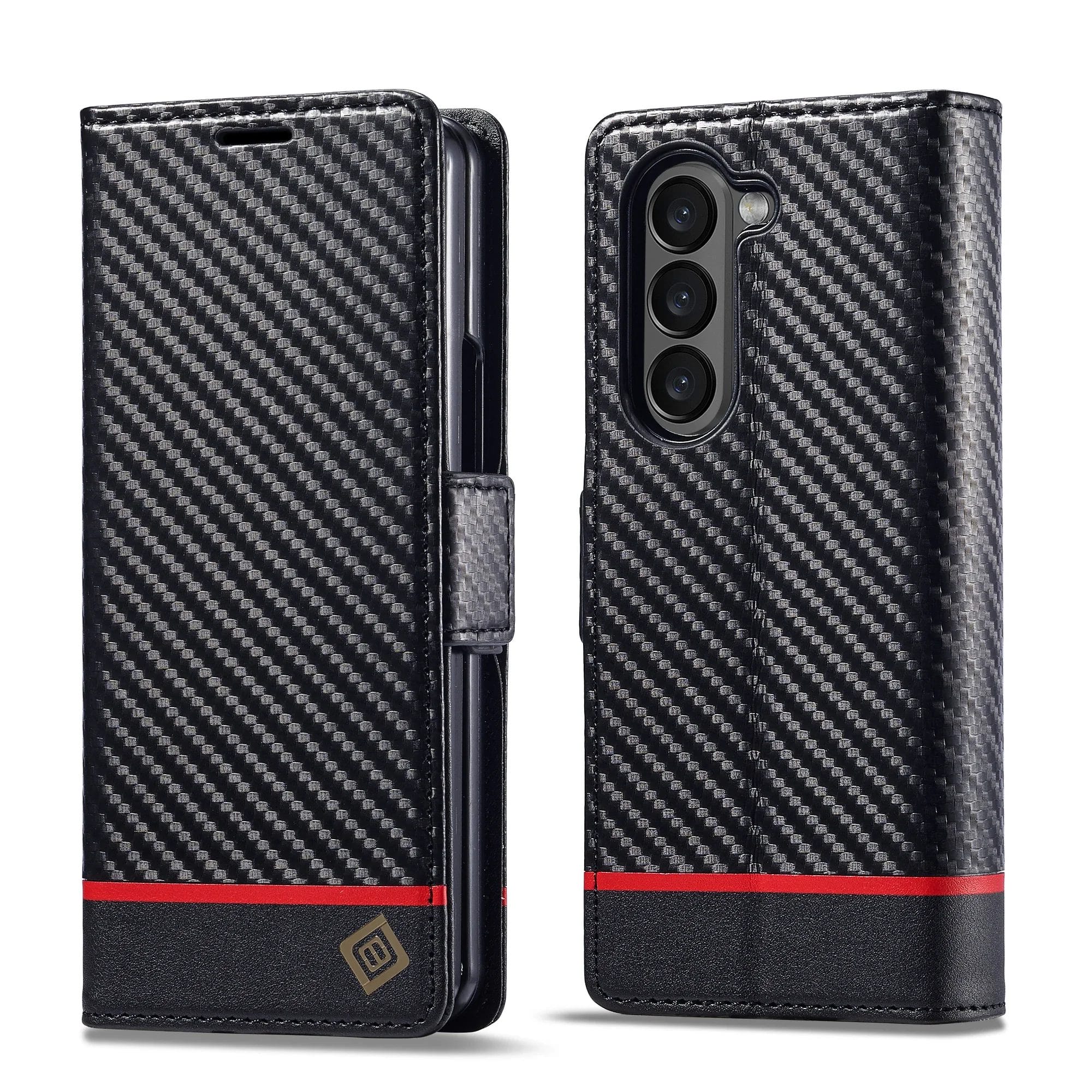 Luxury Carbon Fiber Leather Wallet Case For Samsung Galaxy Z Fold 1