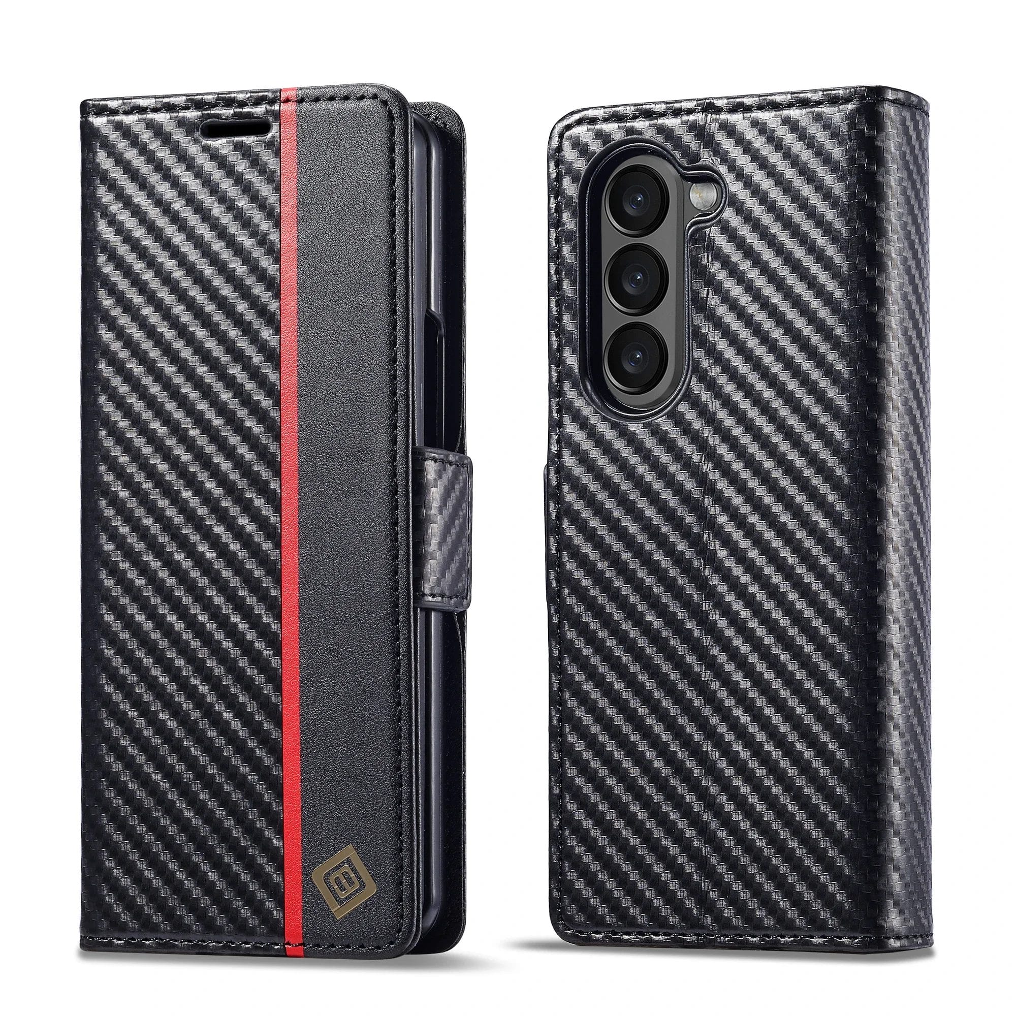 Luxury Carbon Fiber Leather Wallet Case For Samsung Galaxy Z Fold 2