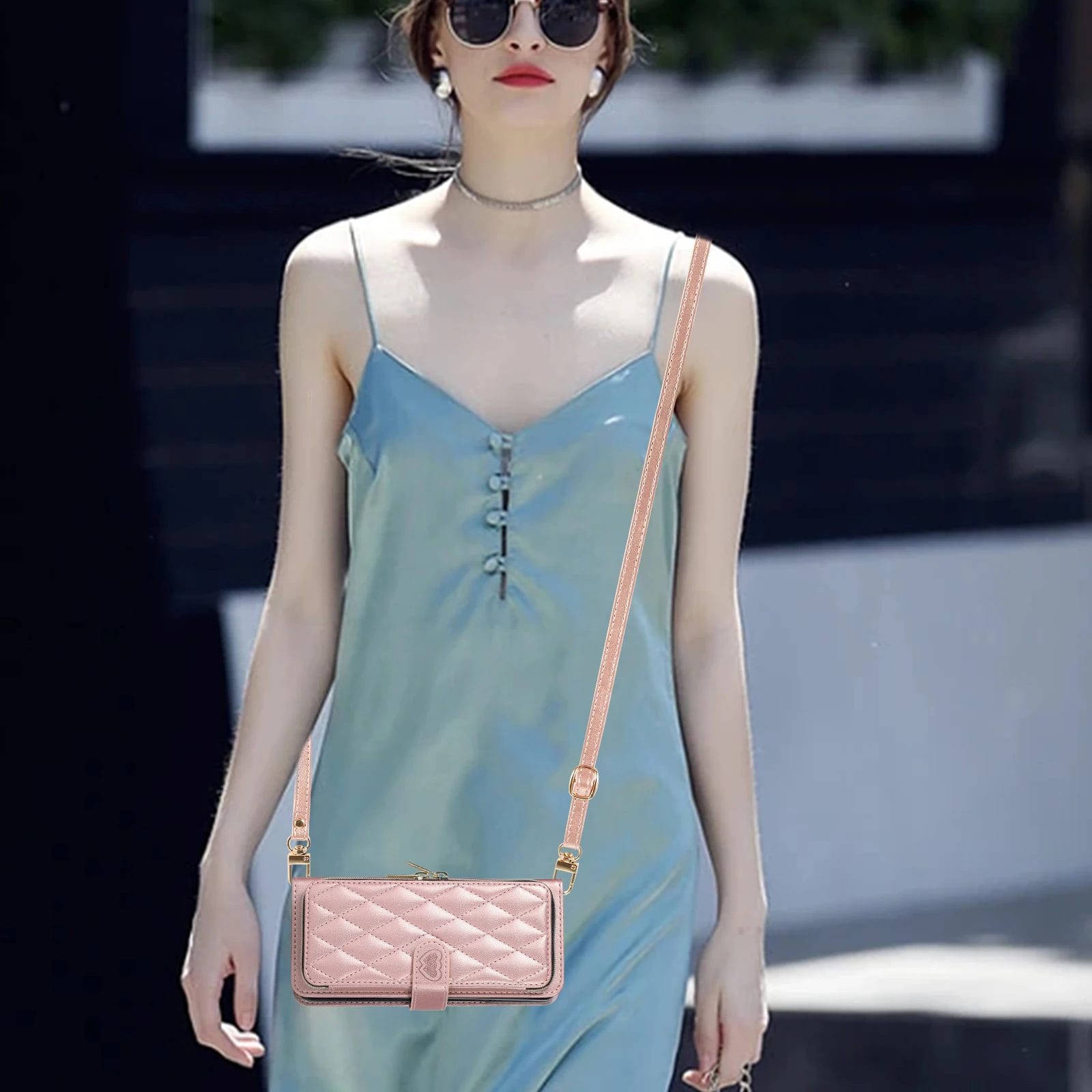 Cross Body Card Holder Zipper Wallet Case for Samsung Galaxy Z Fold With Lanyard 6