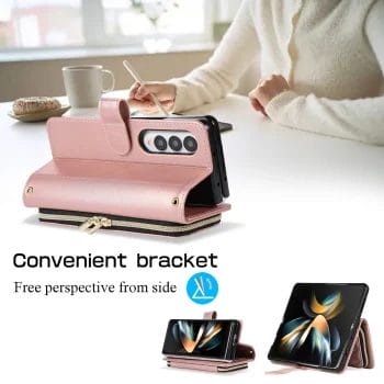 Cross Body Card Holder Zipper Wallet Case for Samsung Galaxy Z Fold With Lanyard 9