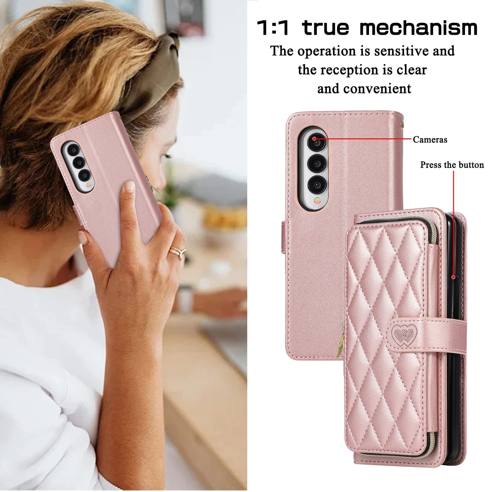 Cross Body Card Holder Zipper Wallet Case for Samsung Galaxy Z Fold With Lanyard 3