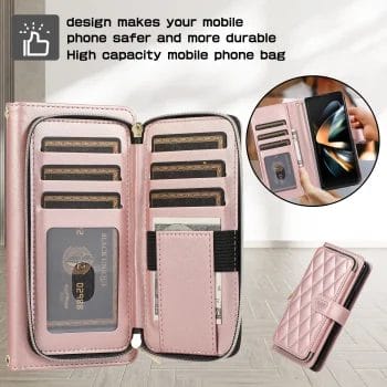 Cross Body Card Holder Zipper Wallet Case for Samsung Galaxy Z Fold With Lanyard 7