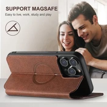 Magsafe Luxury Leather Wallet Flip Phone Case For iPhone TAC- 3 10