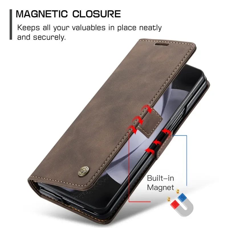Retro Leather Wallet Case With Card Slot for Samsung Galaxy Z Fold Series 5