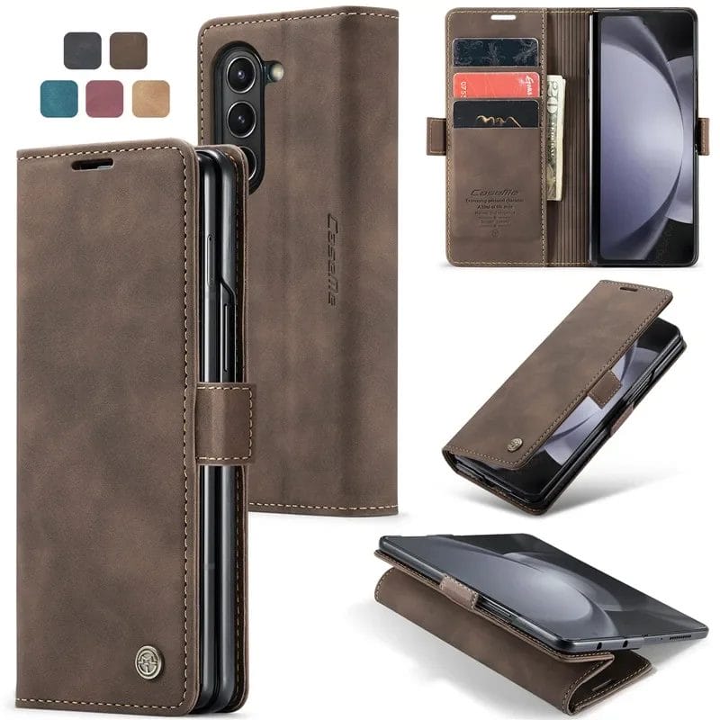 Retro Leather Wallet Case With Card Slot for Samsung Galaxy Z Fold Series 1