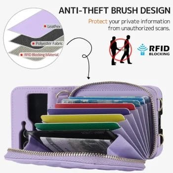 Luxury Leather Zipper Wallet Case For Samsung Galaxy Z Flip Series With Strap 1 Luxury Leather Zipper Wallet Case For Samsung Galaxy Z Flip Series With Strap 7