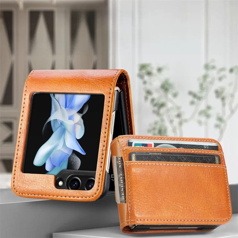 Luxury Card Holder Leather Phone Case For Samsung Galaxy Z Flip Series Phone 1