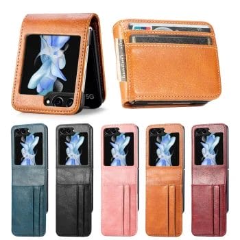 Luxury Card Holder Leather Phone Case For Samsung Galaxy Z Flip Series Phone 5 Luxury Card Holder Leather Phone Case For Samsung Galaxy Z Flip Series Phone 11