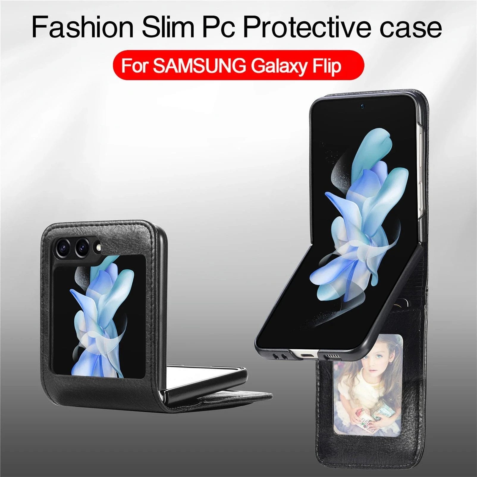 Luxury Card Holder Leather Phone Case For Samsung Galaxy Z Flip Series Phone 2