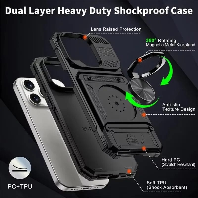 337309-oodvdi.jpg TitanGuard Elite Pro Shockproof iPhone Case with Card Holder & Metal Ring Kickstand 3